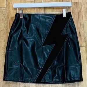 Lightning Bolt Faux Leather Skirt